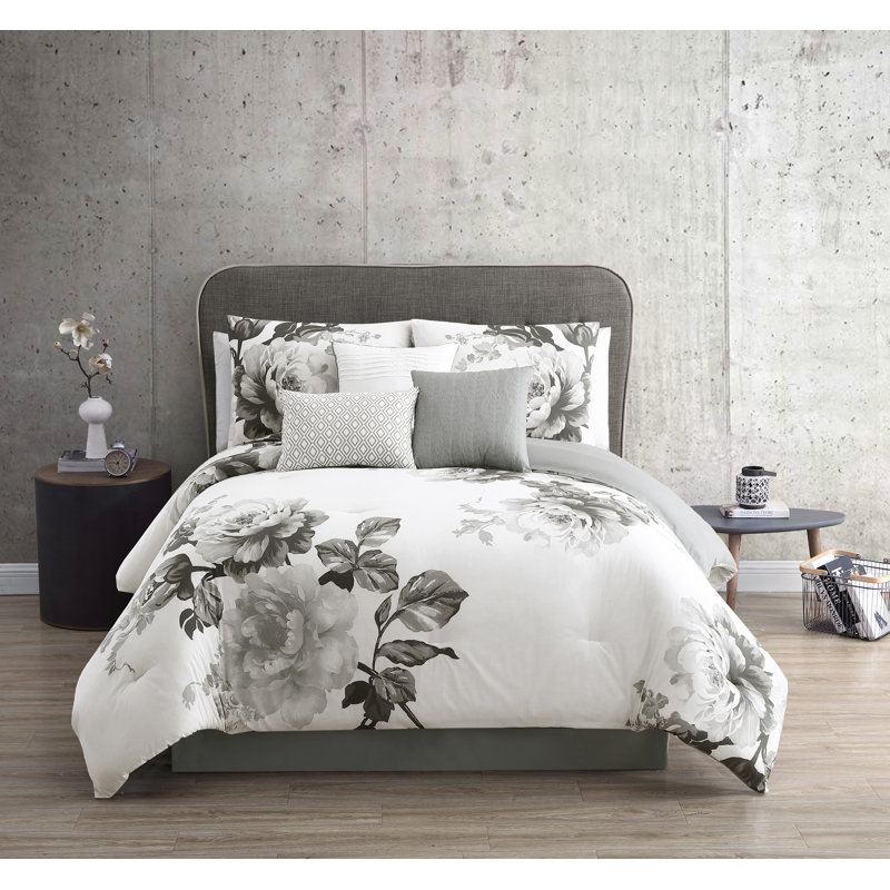 Ridgely Comforter Set, Black, King Comforter + 6 Additional Pieces