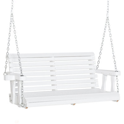 Balancelle de véranda avec chaînes et porte-gobelets, balancelle de patio en bois