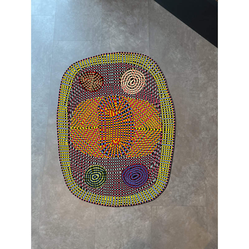 Tapis décoratif multicolore à motif géométrique moderne, Tapis de couloir 3 pi 3,37 po x 6 pi 6,74 po