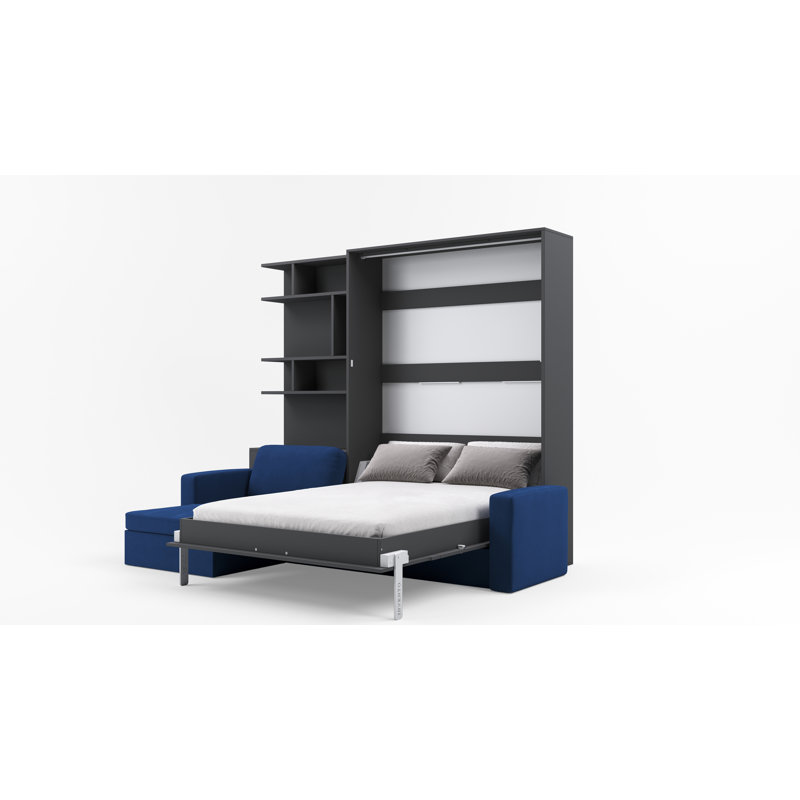 Neidelin Upholstered Bed, Grey/Navy