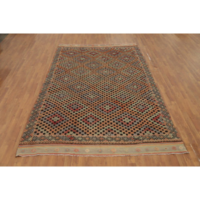 Geometric Wool Kilim Area Rug 7x10 with a Timeless Appeal
