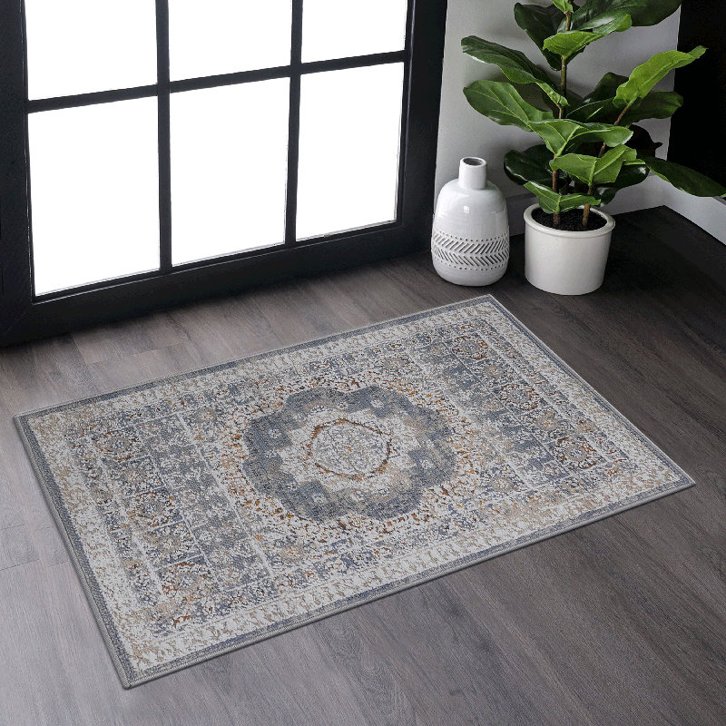 Collection Ivory /Medallion Non-Shedding Living Room Bedroom Dining Home Office Stylish And Stain Resistant Area Rug