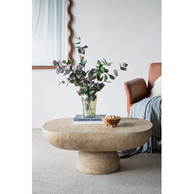 36X24x15" Cream Oval Coffee Table