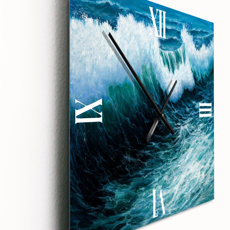 Horloge murale tempête vagues dans l'océan, Grand