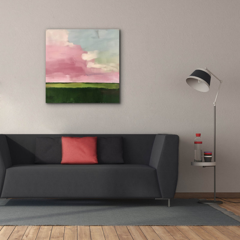 «Pink Fields At Sunrise» par Svetlana Aleynikova, art mural sur toile, H 37 po x l 37 po
