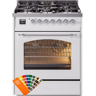 ILVE Nostalgie II Series 30 in. Dual Fuel Range with 5 Sealed Burners (Liquid Propane, Glass Door)