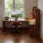Nut-brown L-Shaped Solid Wood writing desk-118509563-118509566