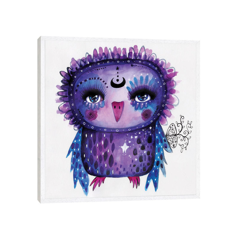 Moon Glow Quirky Bird by Tamara Laporte - Print on Canvas, 93.98 cm H x 93.98 cm W, White Framed