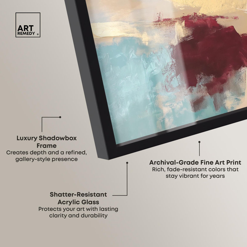 Crimson Tide I Shadowbox Print Abstract Decor par Art Remedy, H 17 po x l 21 po, Noir