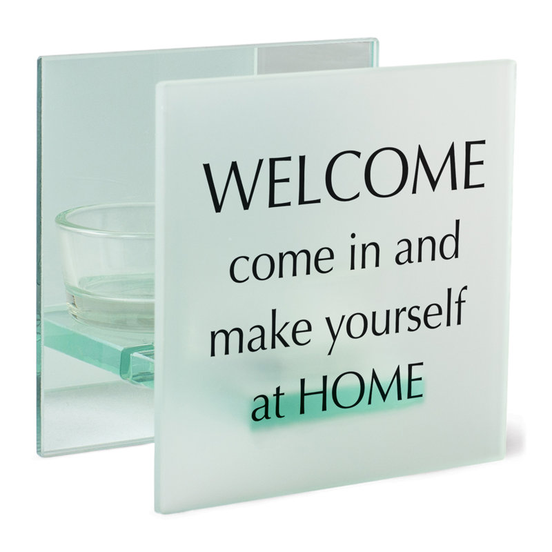 4'' H Glass Tabletop Tealight Holder with Candle Included