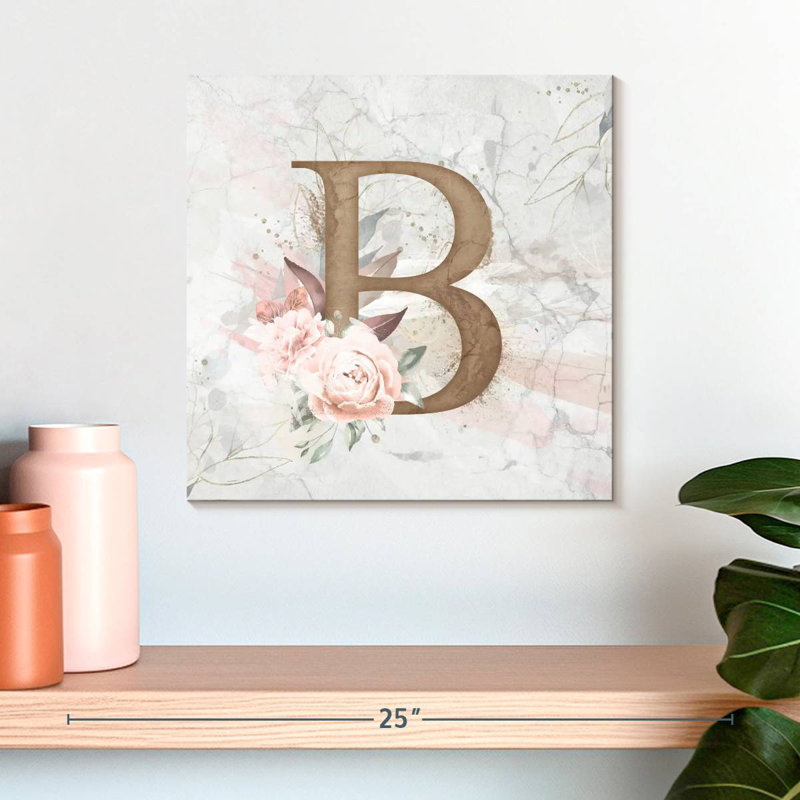Monogramme Tergel B floral, H 16 po x l 16 po