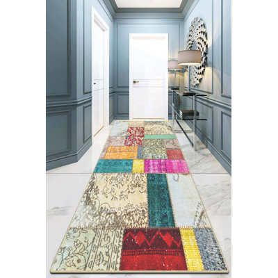 Antibacterial Hall Carpet, 100% Polyester, 31.5 x 78.7 Inches | 10 mm Pile Height, Non-Slip Underside, Machine Washable | Durable Dot Base, Perfect for Entryways & High-Traffic Areas, Easy to Maintain
