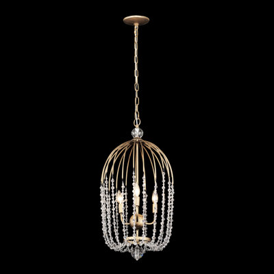 Voliere Crystal Tall Pendant - 14.5" Dia. x 30.5"H - Havana Gold