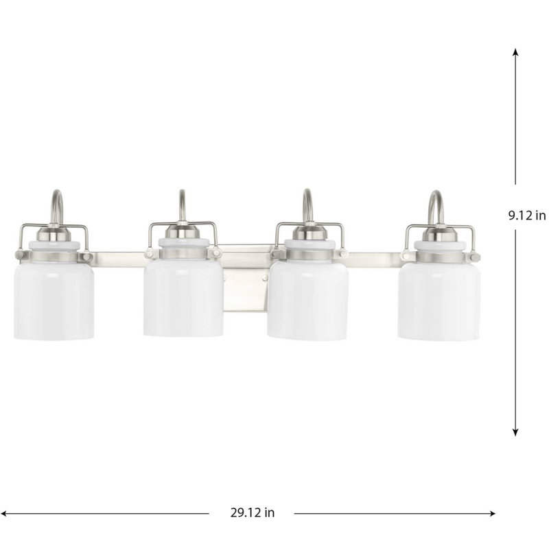 Éclairage pour meuble-lavabo à 4 lumières Baburam, Nickel brossé