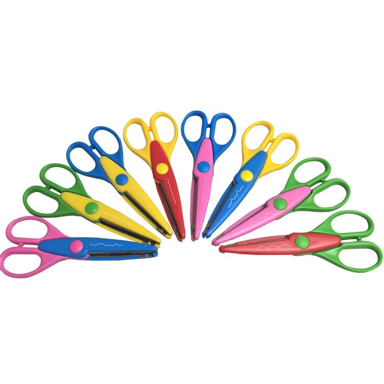 ANNOVA 8 PCS DIY Art & Craft Scissors with a Carrying Bag/Pocket Decorative  Edge for Kids Fun Scrapbooking Pattern Scissors