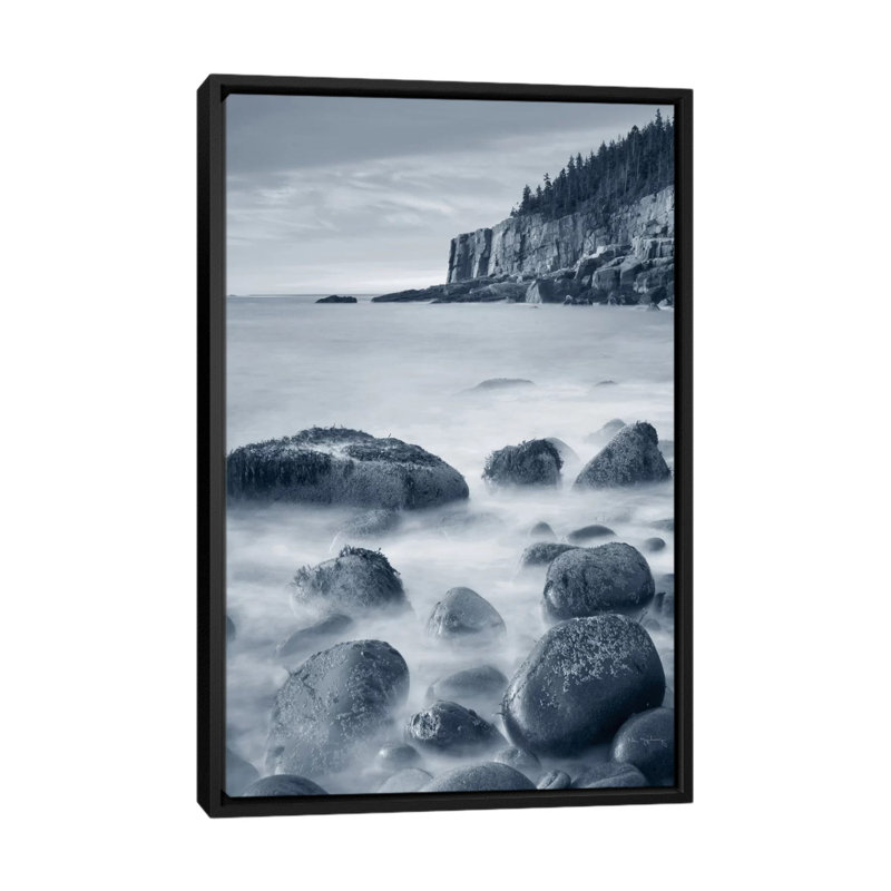 « acadia coast », reproduction de photo sur toile, H 26 po x l 18 po x P 1,5 po, Toile avec cadre noir, Pas de tapis