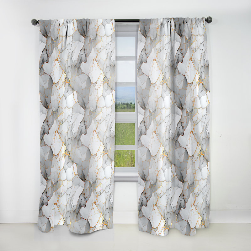 Rideau obscurcissant en marbre blanc et gris Harmony II - 1 panneau, L 52 po x L 90 po