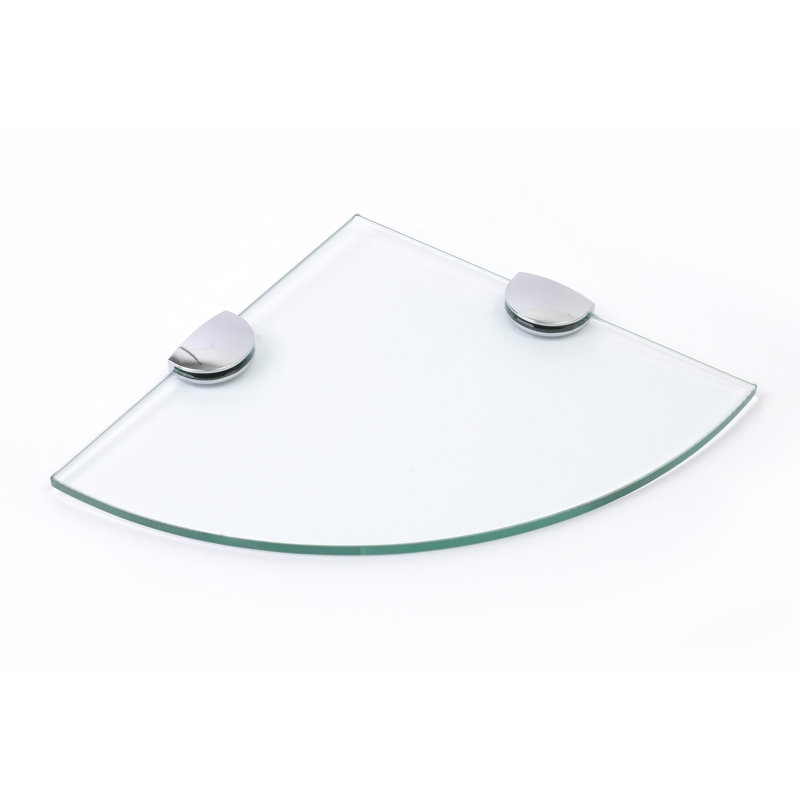 Fanney Triangle Glass Floating Shelf with Adjustable Shelves, Clear, 0.6cm H x 20cm W x 20cm D