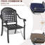 Chaise de patio en aluminium coulé, 2 pièces, noire, à porter, coussins confortables, empilable peu encombrante, revêtement ergonomique protégé