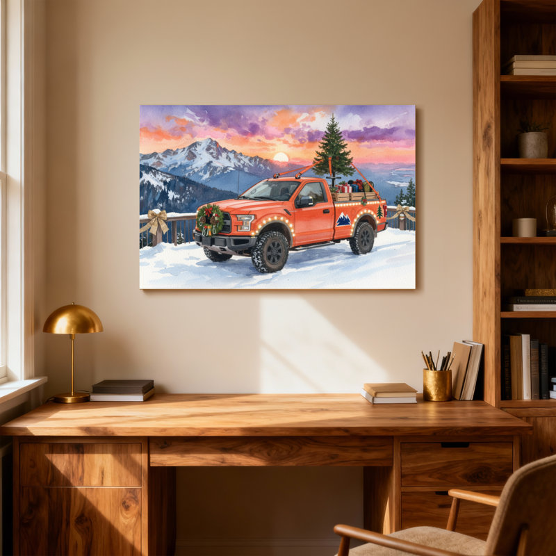 Scène de Noël camion de Noël, H 12 po x l 18 po
