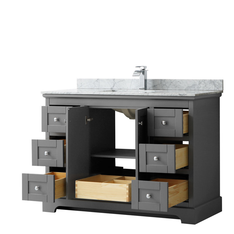 Ensemble de meuble-lavabo simple 48 po Avery, Gris foncé, Chrome poli