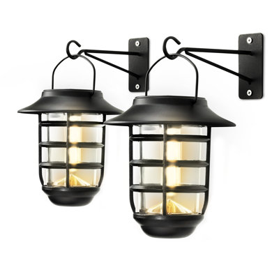 Lanterne murale d'extérieur à énergie solaire intégrée 1 lumière DEL H 7 "avec crépuscule à l'aube Platt Black