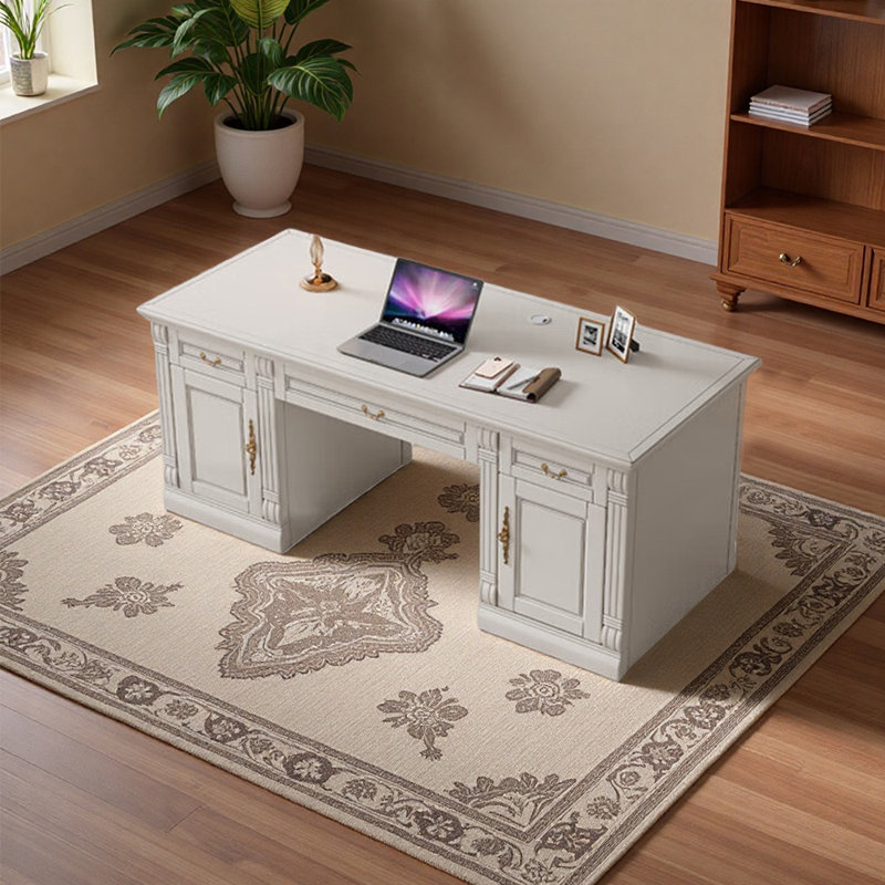 American style light luxury office desk, White