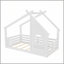 Lit simple au sol avec fenêtre et petite tablette, lit en bois massif avec toit en forme de maison, sans sommier nécessaire, blanc-129230728-129230729