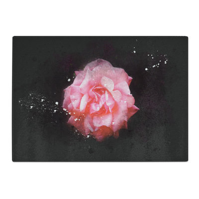 Tempered Glass Lone Pink Carnation Chopping Board