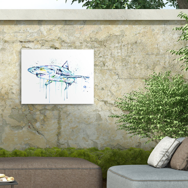 Lisa Whitehouse Shark Outdoor  Canvas, 14" H x 19" W