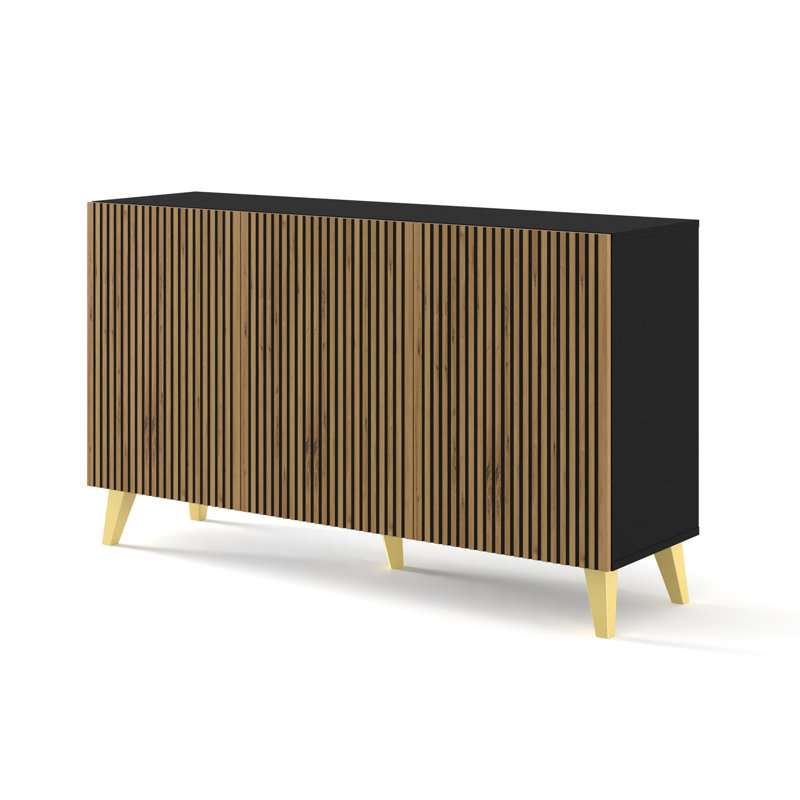 Jacarri 58.94'' Sideboard, Black/Natural Artisan Oak/Gold