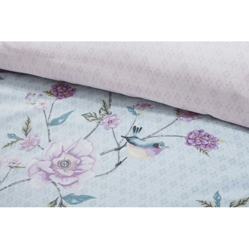 Blane Floral Duvet Cover Set with Pillowcases Included, Single Duvet Cover + 1 Standard Pillowcase, Blue