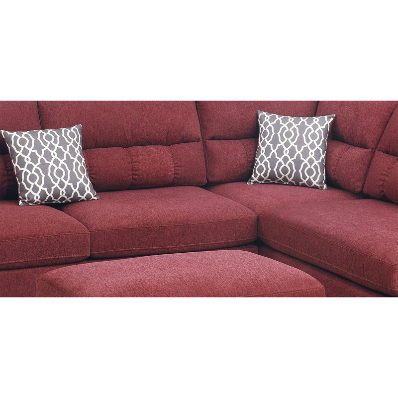 Canapé modulaire en velours rouge