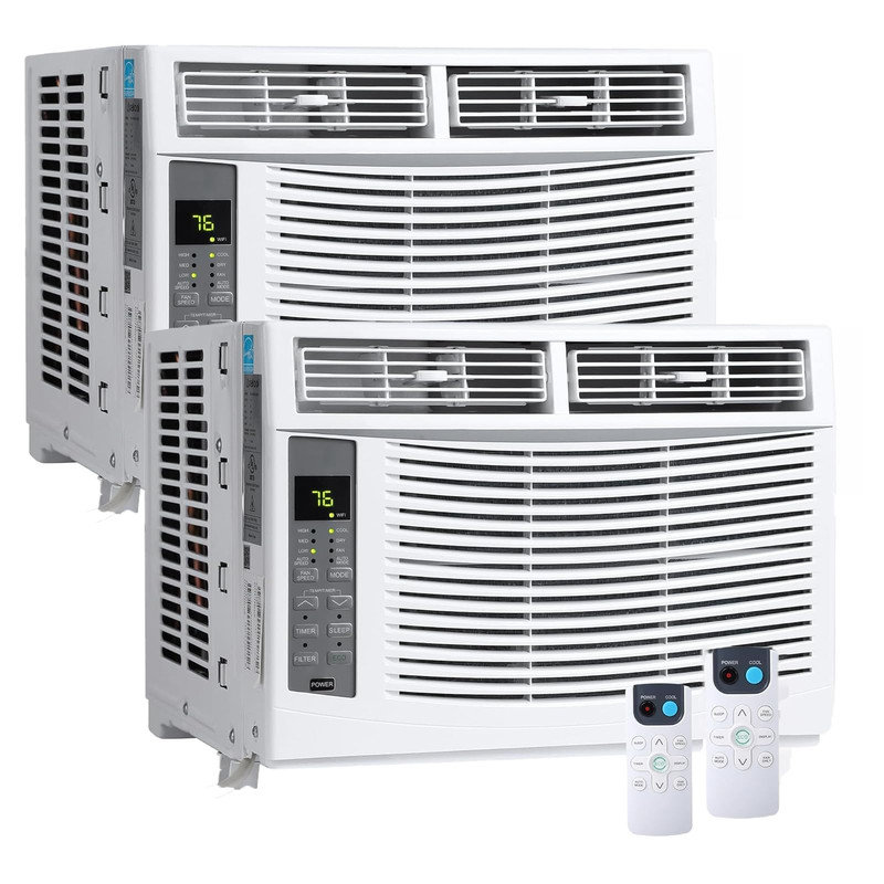 2PCS 6000 BTU Window Air Conditioner – Smart WiFi + Remote, 50 dB Quiet, 250 Sq.Ft Each