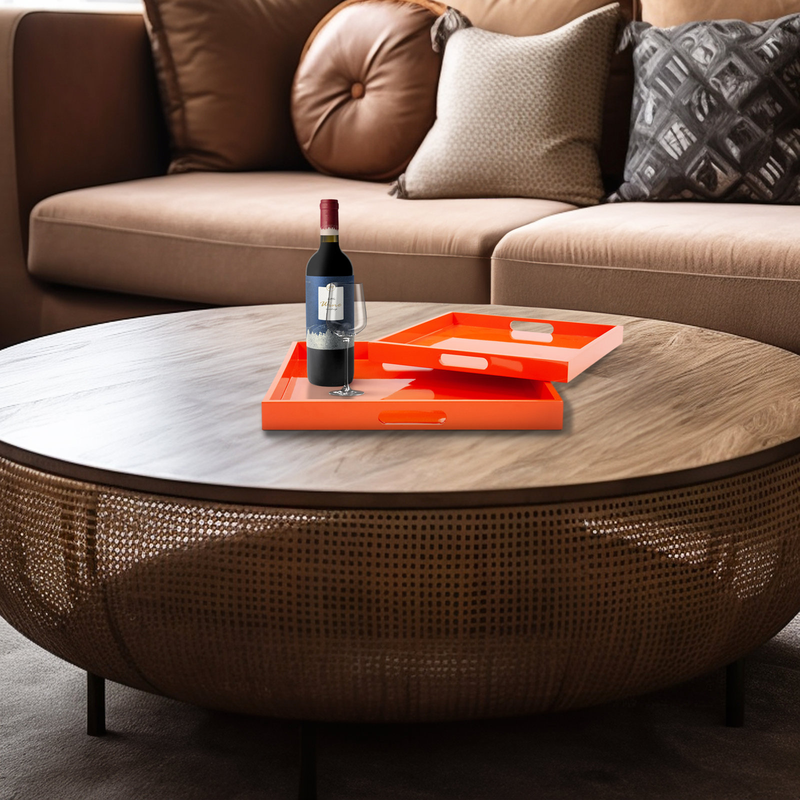 Lavande Decorative Tray, Orange