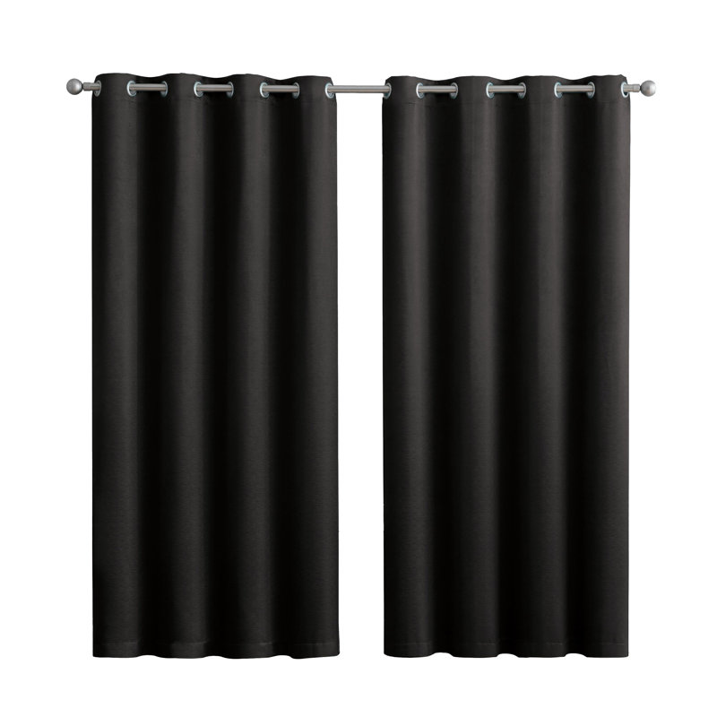 Agnes Solid Blackout Curtain Panel, Black, 52"W x 84"H