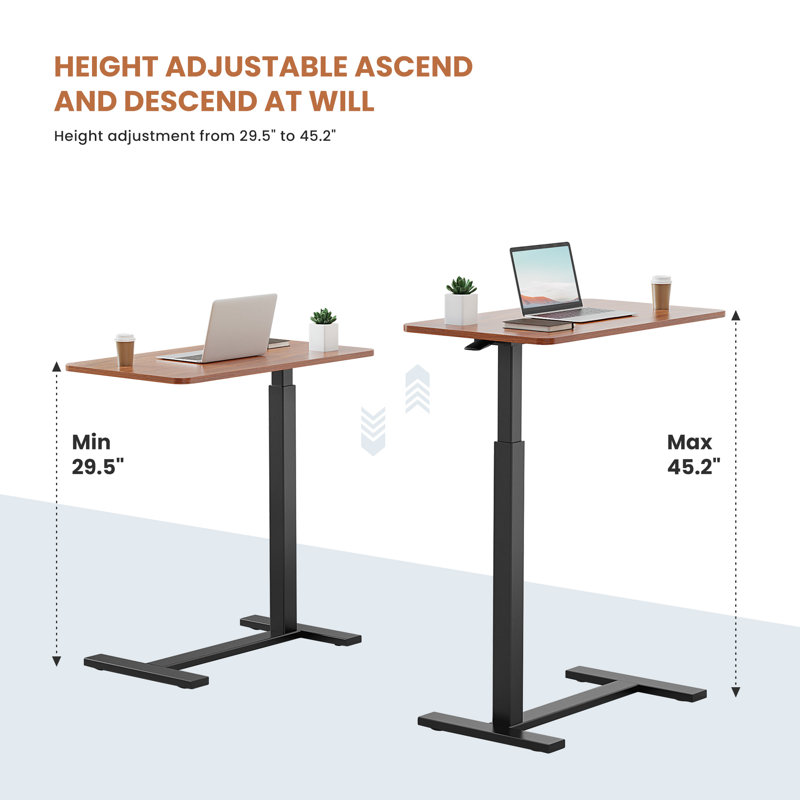 Multi-Function Adjustable and Movable Overbed Table with Hidden Casters, Brown/Black
