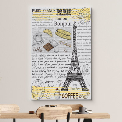 Rustic Bevera " Vintage Style Coffee Art With Eiffel Tower "