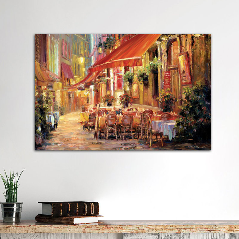 « Café in Light », reproduction d'art sur toile tendue, H 18 po x l 26 po x P 1,5 po, Pas de tapis, Toile tendue