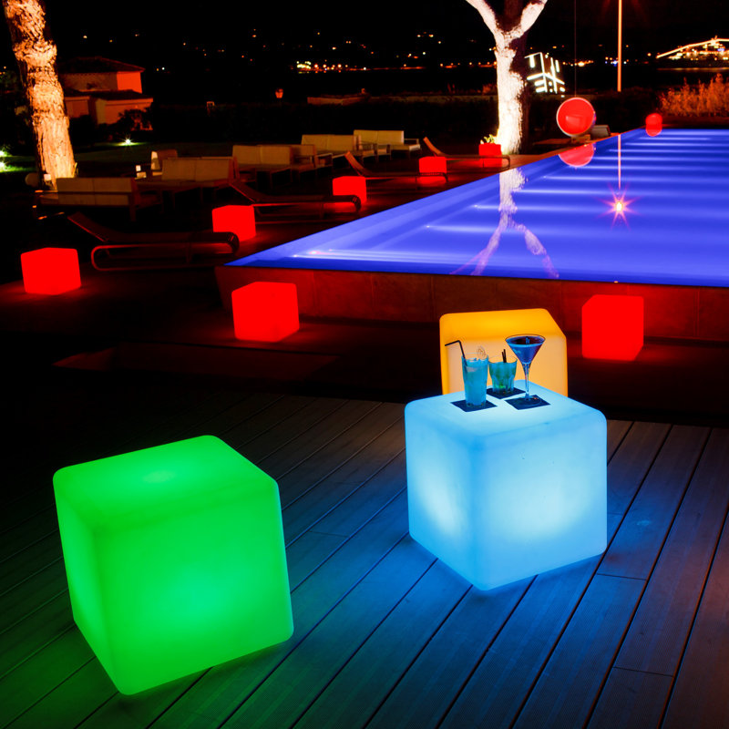 Cube Outdoor Square Side Table, 13.78" W x 13.78" L x 13.78" H