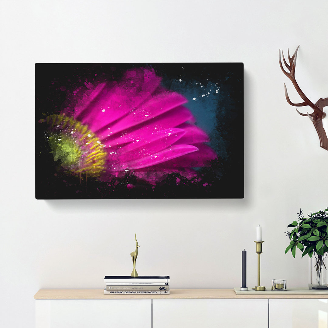Bright Pink Gerbera Flower - Wrapped Canvas