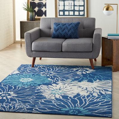 Tapis bleu / crème Rhudine