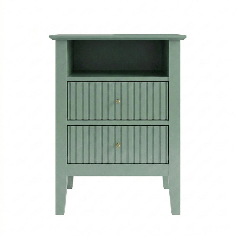 Table de chevet 18 po à 2 tiroirs - Canapé de chambre à coucher moderne, Vert, Ne s’applique pas