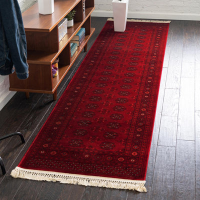 Amro Geometric Area Rug in Red