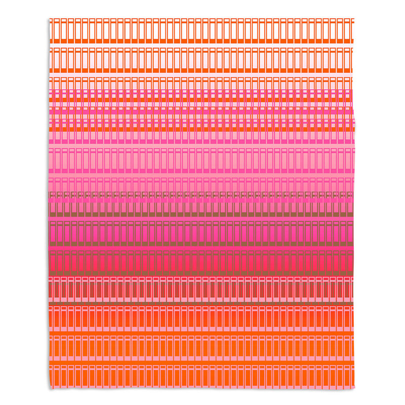  Jeté géométrique, l 68 po x L 80 po, Rose / rouge / pêche