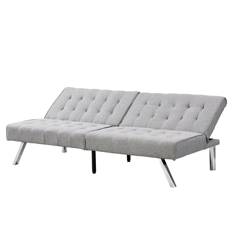 Canapé-lit futon convertible en bois, Tissu gris