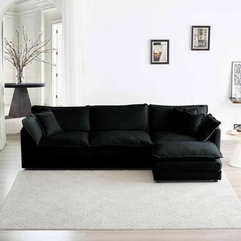 Chenille noire modulaire avec mousse épaisse pour plus de confort modulaire - réversible supérieur, Noir