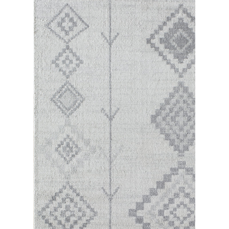 Bodrum Tribal Native White Area Rug, Rectangle 2' x 4'