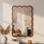 Miroir mural jaunâtre rectangulaire en bois massif ondulé 24 x 36 pour salle de bain et salon | Idée de cadeau-1549318083-1549318110