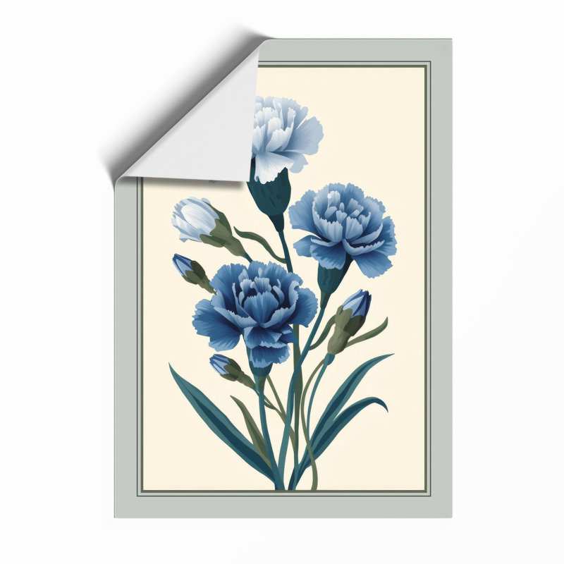 Blue Carnations Botanical - Framed Print, A1 - 84.1 x 59.4 cm, Unframed